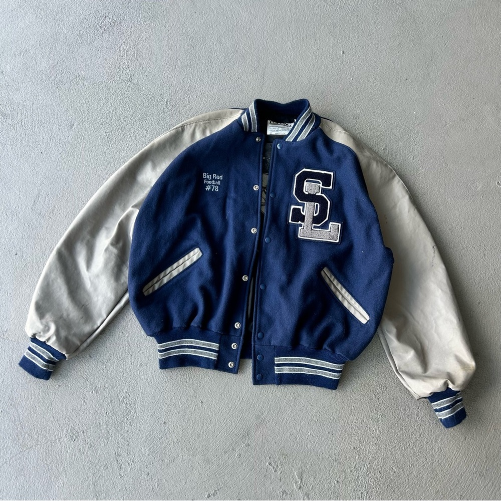 Stylish Navy and Gray Varsity Jacket